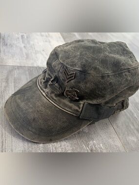 Triple Five Soul military   Cadet Hat Distressed Black Vintage